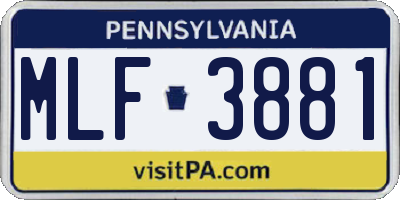 PA license plate MLF3881