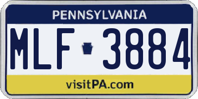 PA license plate MLF3884