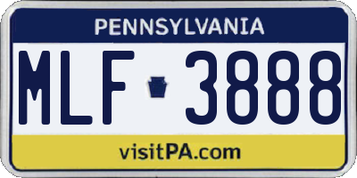 PA license plate MLF3888