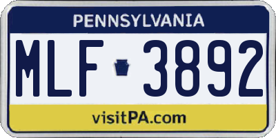 PA license plate MLF3892