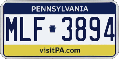 PA license plate MLF3894