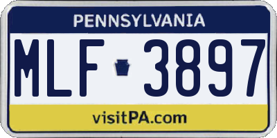 PA license plate MLF3897