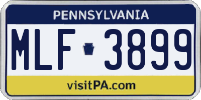 PA license plate MLF3899