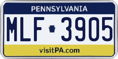 PA license plate MLF3905