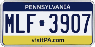 PA license plate MLF3907