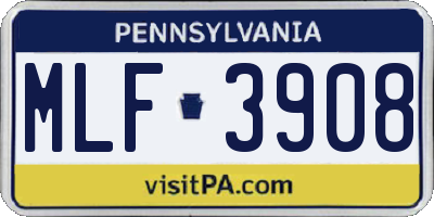 PA license plate MLF3908