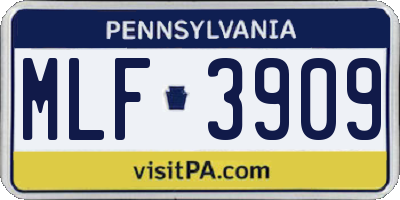 PA license plate MLF3909