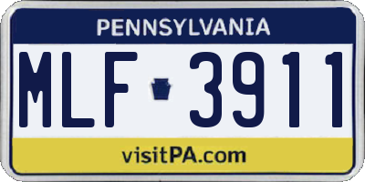 PA license plate MLF3911
