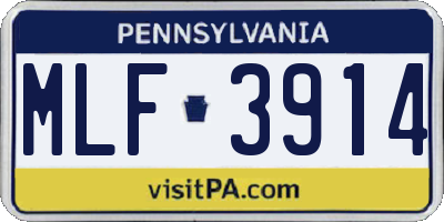 PA license plate MLF3914