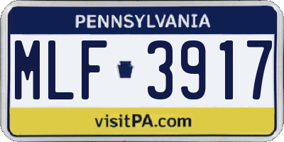 PA license plate MLF3917