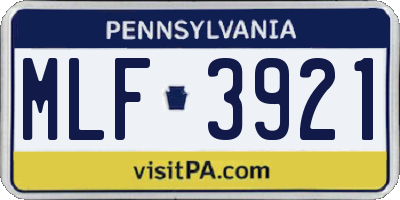 PA license plate MLF3921