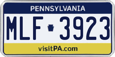 PA license plate MLF3923