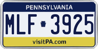 PA license plate MLF3925
