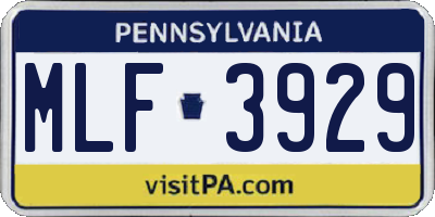 PA license plate MLF3929