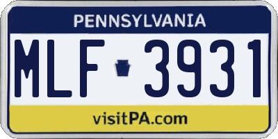 PA license plate MLF3931