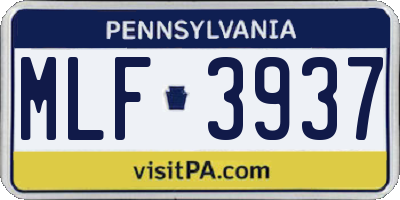 PA license plate MLF3937