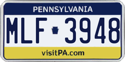 PA license plate MLF3948
