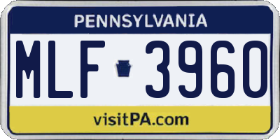 PA license plate MLF3960