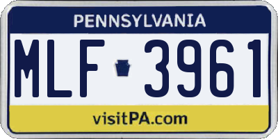PA license plate MLF3961
