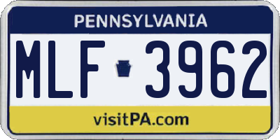 PA license plate MLF3962