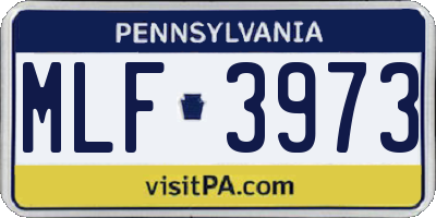 PA license plate MLF3973