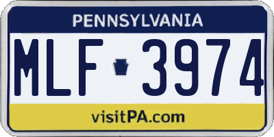 PA license plate MLF3974