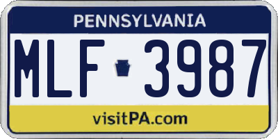 PA license plate MLF3987