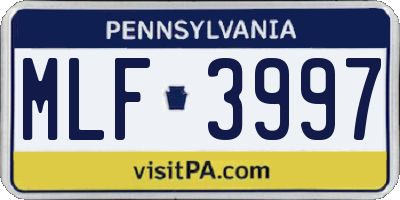 PA license plate MLF3997