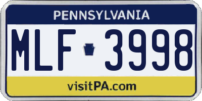 PA license plate MLF3998