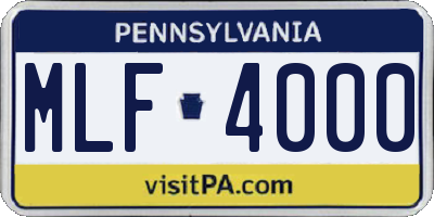 PA license plate MLF4000