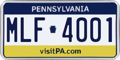 PA license plate MLF4001