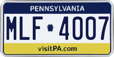 PA license plate MLF4007