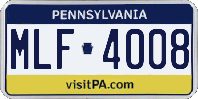 PA license plate MLF4008