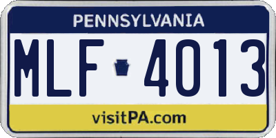 PA license plate MLF4013