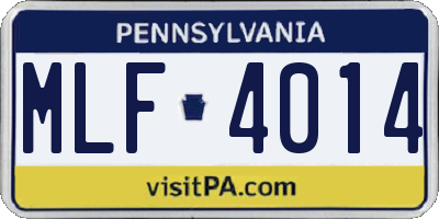 PA license plate MLF4014