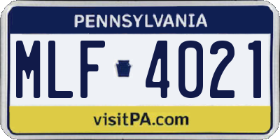 PA license plate MLF4021