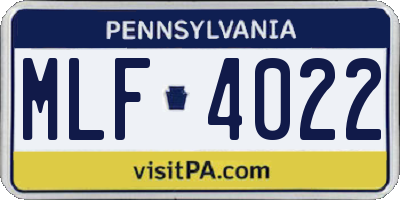PA license plate MLF4022