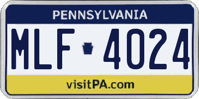 PA license plate MLF4024