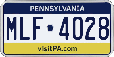 PA license plate MLF4028