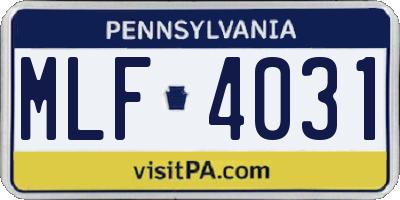 PA license plate MLF4031