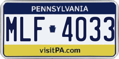 PA license plate MLF4033