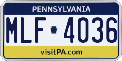 PA license plate MLF4036