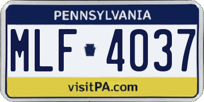 PA license plate MLF4037