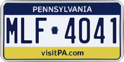 PA license plate MLF4041