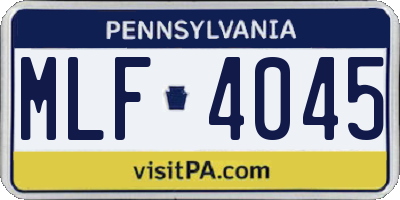 PA license plate MLF4045