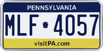 PA license plate MLF4057