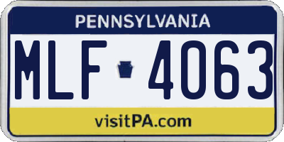 PA license plate MLF4063