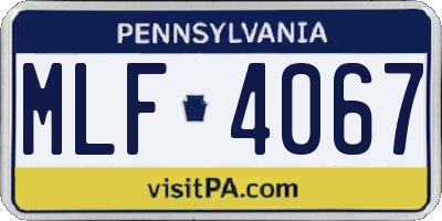 PA license plate MLF4067