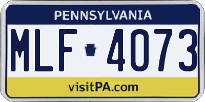 PA license plate MLF4073