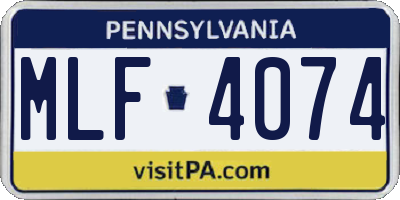 PA license plate MLF4074